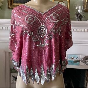 Sister Max vintage beaded silk top evocative of the Golden Age of Hollywood.